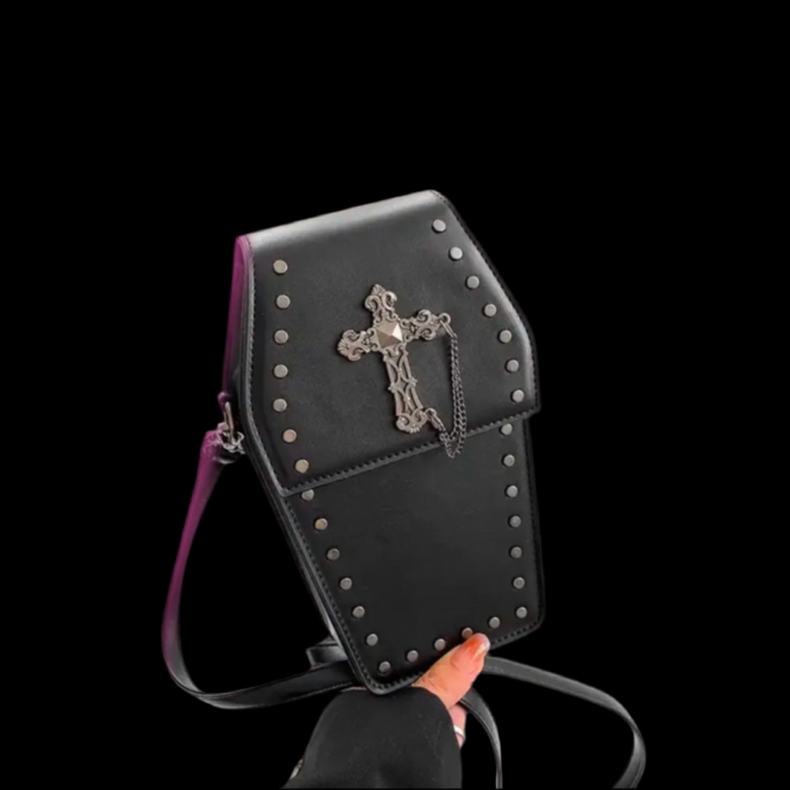 BLACK COFFIN CROSSOVER BAG