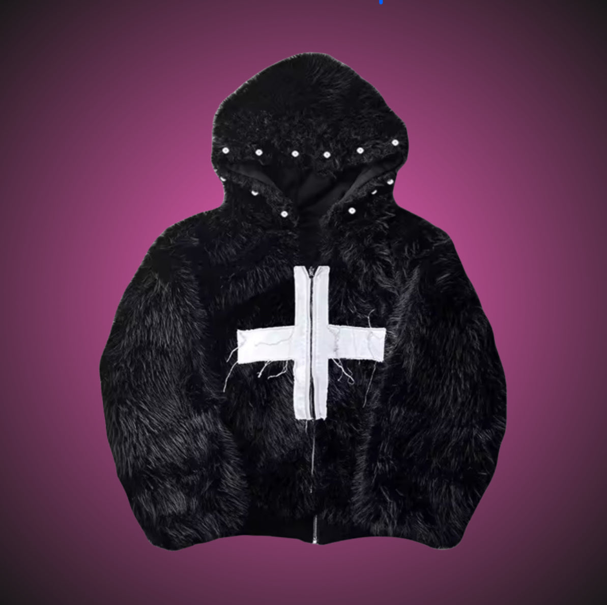 BLACK FUR CROSS JACKET