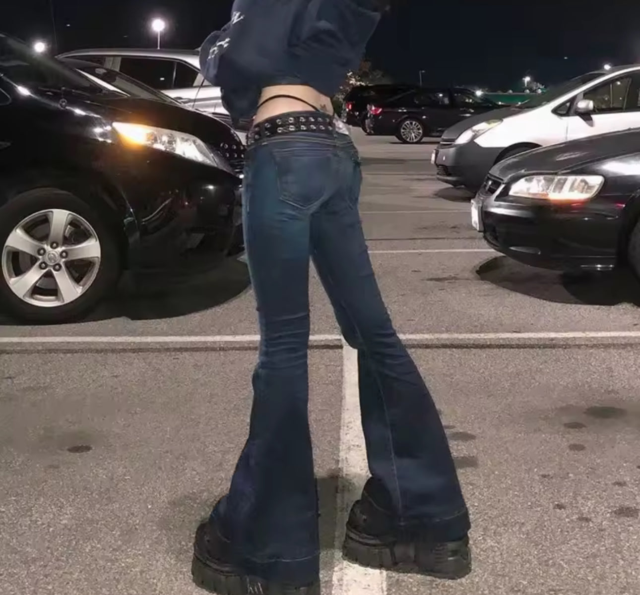 DARK BLUE SUPER LOW RISE JEANS