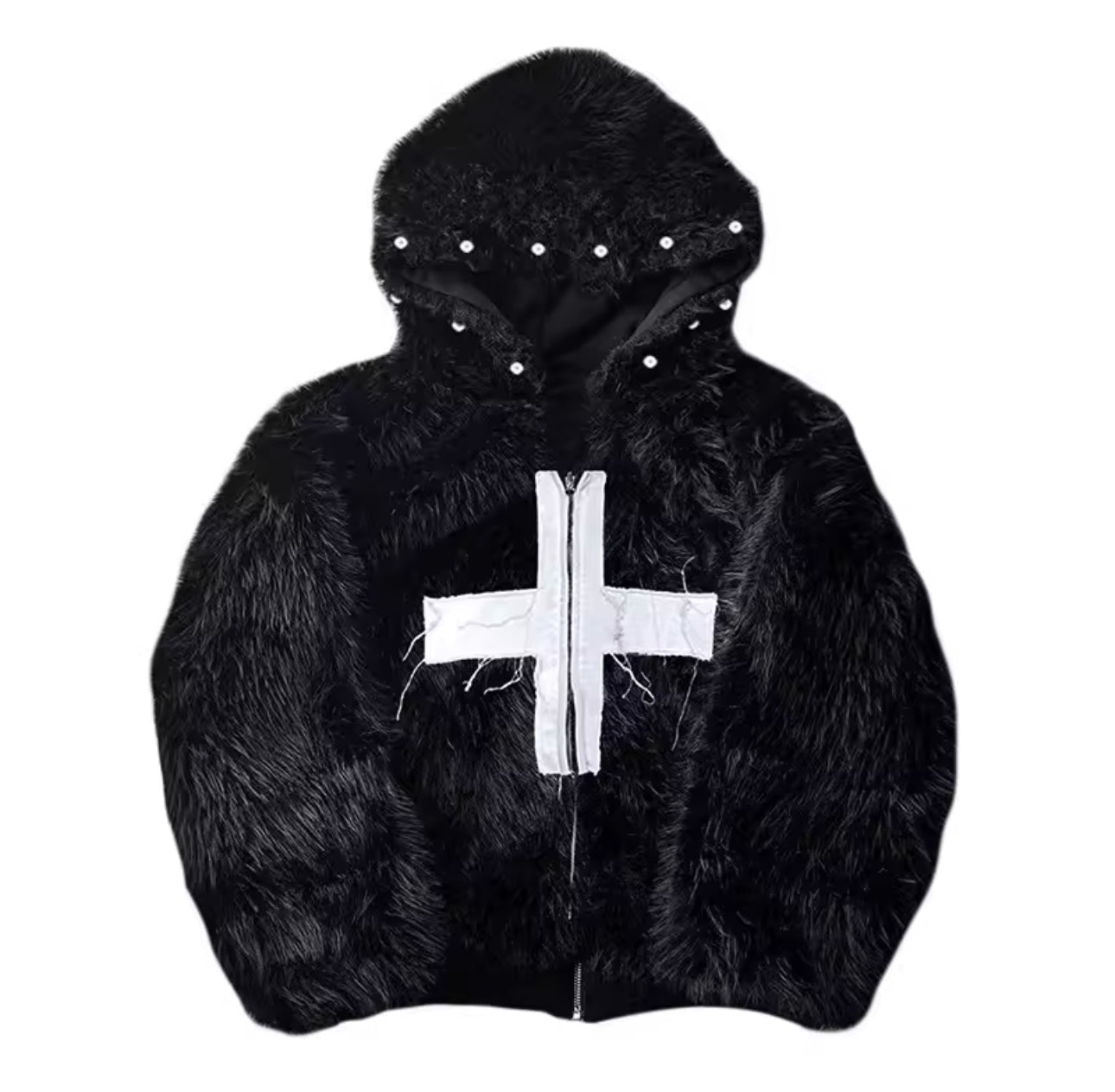 BLACK FUR CROSS JACKET