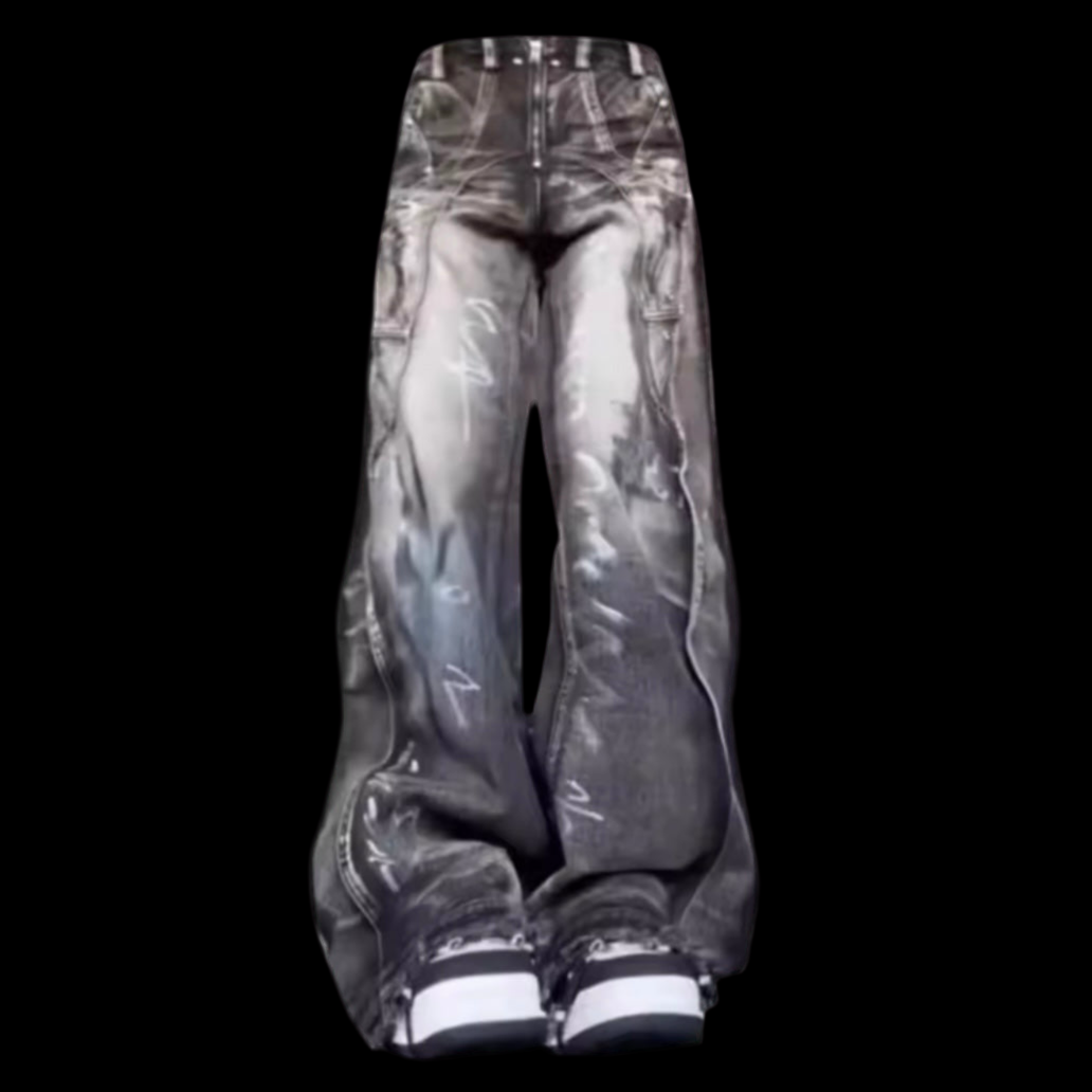 Black and Grey Graffiti Denim
