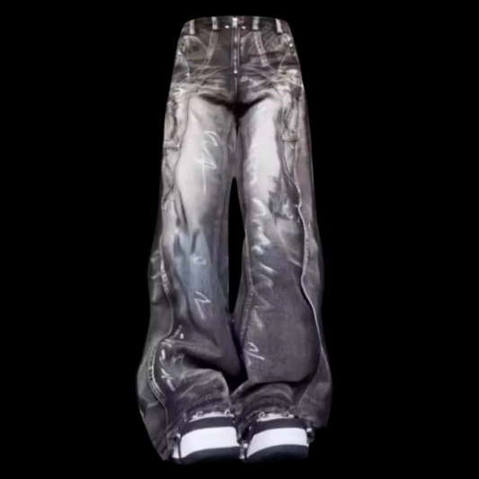 Black and Grey Graffiti Denim