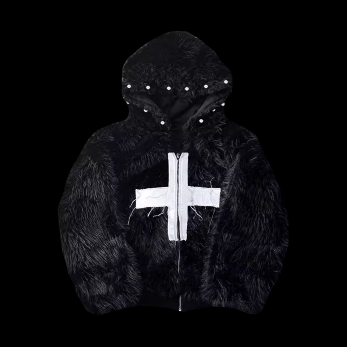 BLACK FUR CROSS JACKET