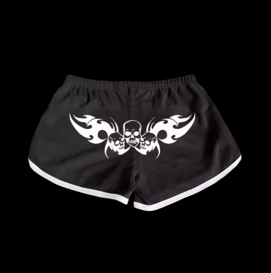 BLACK SKULL AND FLAME SHORT