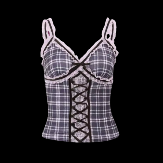 CHECKERED CORSET TOP