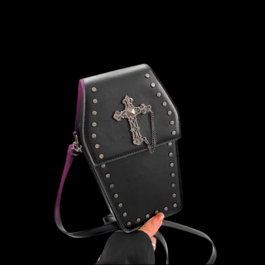 BLACK COFFIN CROSSOVER BAG