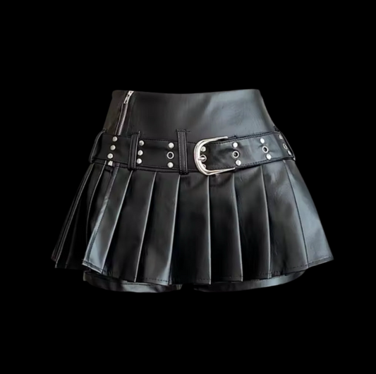 LEATHER PLEATED SKIRT