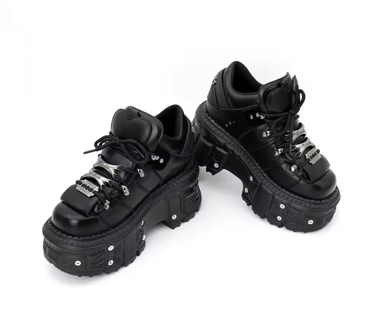CHUNKY BLACK AND SILVER TRAINERS